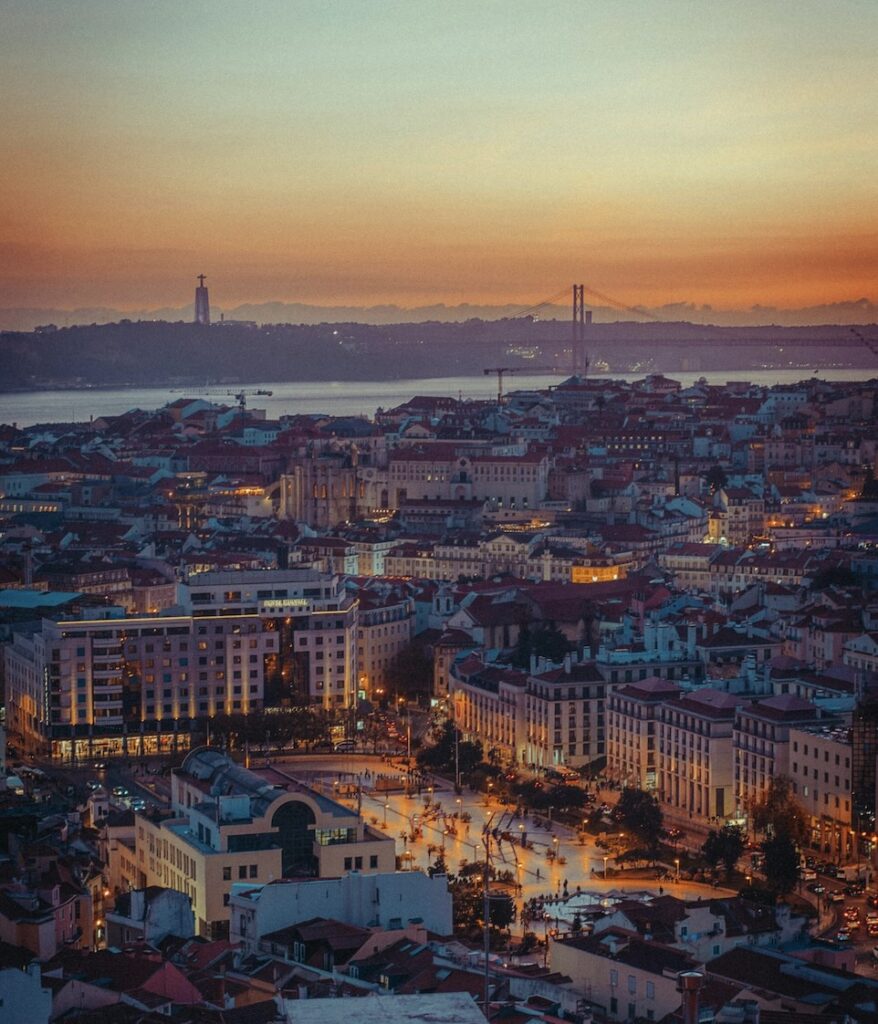 Lisbon skyline at sunset showcasing Portugal’s growing international business hub
